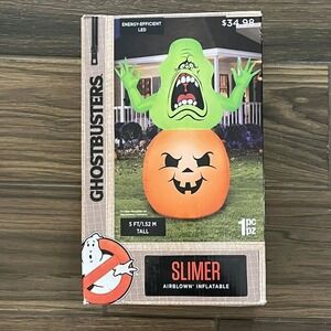 Gemmy Ghostbusters LED Airblown Slimer on Pumpkin Halloween-5ft Inflatable‎